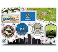 Pegatinas de vinilo A5 para Oklahoma Landmarks - Estados Unidos Estados Unidos American Airport Sellos Skyline Flag Map Travel Holiday Scrapbooking City Luggage #79202