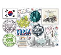 Pegatinas de vinilo A5 Seúl - Corea del Sur Señales de vacaciones Sello de verano Mapa Bandera Viaje Ciudad Equipaje Scrapbooking #79034