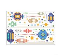 Pegatinas decorativas de pared de Ramadán con luna y estrellas para celebración de Eid Mubarak, material de PVC para un uso duradero