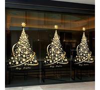 Pegatinas decorativas navideñas para puertas de cristal, pegatinas de Año Nuevo para ventanas, pegatinas de copos de nieve y bolas de corona de árbol de Navidad para ventanas de cristal