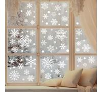 Pegatinas decorativas navideñas para puertas de cristal, pegatinas de Año Nuevo para ventanas, pegatinas de copos de nieve y bolas de corona de árbol de Navidad para ventanas de cristal