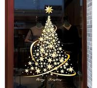 Pegatinas decorativas navideñas para puertas de cristal, pegatinas de Año Nuevo para ventanas, pegatinas de copos de nieve y bolas de corona de árbol de Navidad para ventanas de cristal