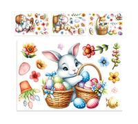 Pegatinas decorativas para paredes de la habitación, decoración para habitación con pegatinas extraíbles | Películas de conejo de Pascua para cristales - Para puerta, casa, fiesta, tienda, baño, aula