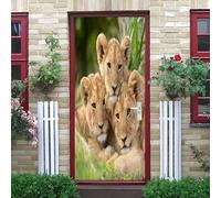 Pegatinas Decorativas para Puerta Cachorro de LeóN Animal Vinilo Autoadhesivo para Puertas, Mural PVC, Pegatinas de Pared MarróN Póster Fotográfico para Puerta Interior 83x204 cm