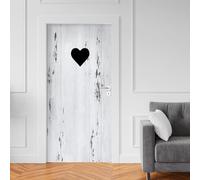Pegatinas Decorativas para Puertas Corazón Negro Gris Pegatinas para Puertas PVC Vinilos Papel Pintado Pared Impermeable Autoadhesivo Extraíble Hogar Deco 77x200cm