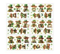 Pegatinas del día de San Patricio,Calcomanías reutilizables de PVC de dibujos animados verdes para fiestas - Clover Three Holiday Sticks,Para computadora botella de agua diario diario diario