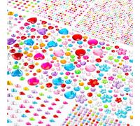 Pegatinas Diamantes Autoadhesivas 12 Hojas Piedras Brillantes Autoadhesiva Multicolor Diamantes de Imitación Autoadhesivos para DIY Manualidades, Scrapbooking, Maquillaje,Cara 3200+