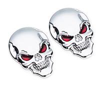 Pegatinas Divertidas de Calavera,2 Pz 3D Etiquetas Engomadas del Coche Cráneo Metal Cool Personalidad Coche Motocicleta Emblema Etiqueta Car Styling Calcomanías para Coche Moto Autobús Caravana Plata