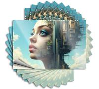 Pegatinas divertidas para coche, diseño de sueños urbanos: visión de una mujer del futuro, 10 calcomanías divertidas para parachoques de coches (12 x 18 cm)
