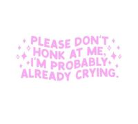 Pegatinas divertidas para el coche en rosa «Please Don't Honk At Me I'm Probably Already Crying» aptas para coches SUV camionetas y motos