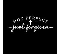 Pegatinas divertidas para el parachoques blancas con el mensaje «Not Perfect Just Forgiven»