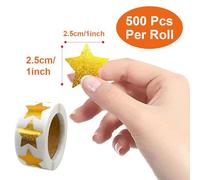 Pegatinas doradas: acabado laminado, etiquetas de elogio, expositor de oficina, tira adhesiva de estrella brillante, paquete de recompensas para manualidades creativas | Aspectos destacados del compor