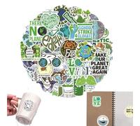 Pegatinas ecológicas verdes, 50 unidades, resistentes a la luz, resistentes al agua, para protección de la naturaleza, suministros escolares para estudiantes para monopatines, cuadernos, escritorios