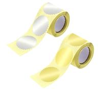 Pegatinas En Relieve - Etiquetas De Láminas De Borde Dentadas De 100 Piezas | De Estampado De Autoadhesivos, Calcomanías De Certificado De Notario De Oro, Etiquetas De Aluminio Decorativas Para