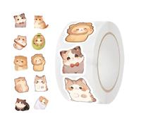 Pegatinas escolares motivacionales - Pegatinas infantiles de 500 piezas Roll Cartoon Cat Design | De Scrapbooking Impermeable | SEAL de sobre ideales para motivación, premios en clase, manualidades