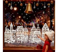 Pegatinas Estáticas Navidad para Ventanas - Decoración Reutilizable sin Adhesivo - Vinilo PVC con Copos Nieve y Árbol Navidad - Para Cristales, Puertas y Escaparates(Style-I,2pcs)