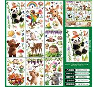 Pegatinas estáticas para ventana 9 hojas 20 x 30 cm, fensterbilder PVC reutilizable con impresión a doble cara, más de 50 motivos de animales y naturaleza para decorar cristal, espejo y salón