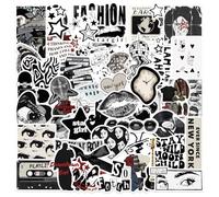 Pegatinas estetica retro collage en blanco negro adhesivos calcomanias stickers vinilos decorativos para portatil botella agenda movil estilo grunge y2k moda musica estrellas labios nueva york