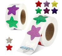Pegatinas Estrellas, 500 PCS Rollo de Pegatinas con Estrellas, Recompensa para Niños Rollo Star Stickers, Stickers Infantiles de Purpurina, para Artesanía DIY, Escuela Maestros (Color)