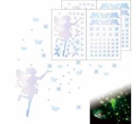 Pegatinas Estrellas Fluorescentes Adornos Brillantes en la Oscuridad para el techo Estrellas Fluorescentes Ideales para Habitación Infantil Luminoso Pegatinas de Pared Hadas Mariposas Luna