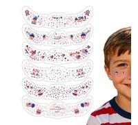 Pegatinas faciales - América Flag 250th Memorial Parches | Maquillaje Facial Calcomanías Favores | Para Adultos Mujeres Hombres Inicio Al Aire Libre Daily Holiday Independence Day