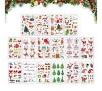 Pegatinas faciales navideñas, pegatinas corporales para mujeres | Pegatinas de transferencia de agua 16 hojas - Pegatinas de película de velas, elegantes pegatinas de impresión corporal para y niñas
