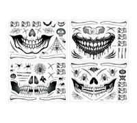 Pegatinas faciales para Halloween, pegatinas de cara espeluznante | Maquillaje zombi de Halloween, espeluznante, 4 unidades, cicatrices de , puntadas de heridas artificiales, pegatinas