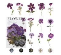 Pegatinas florales secas, pegatinas de flores prensadas - Calcomanías botánicas impermeables - Calcomanías de plantas, pegatinas estéticas para planificadores de decoración de álbumes de recortes