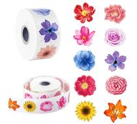 Pegatinas Flores, 1000pcs (2 Rollos), Rollos de Pegatinas de Flores, Stickers Scrapbooking Flore, Stickers de Flore de Primavera y Verano, Ideales para Bricolaje, Scrapbooking y Decoración