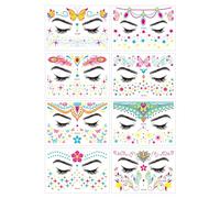 Pegatinas fluorescentes para rostro, impermeables, luminosas, que brillan en la oscuridad, accesorios de arte corporal para música, festival, discoteca, fiesta, multicolor, 15 x 10,5 cm FA-015