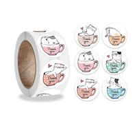 Pegatinas Gato de Dibujos Animados,Etiquetas Adhesivas Rollo Animales 500 Piezas Etiqueta Autoadhesiva de Forma Animal Animales Reward Sticker para Niños Regalo Fiesta Decoración