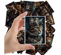 Pegatinas grandes (24 piezas de 2.5 x 3.5 pulgadas cada uno) increíbles gatos steampunk en trajes y gafas, tarjetas postales vintage retro de felicitación libro ilustración reimpresión
