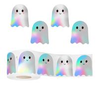 Pegatinas Halloween Niños, 500 PCS Adhesivos de Halloween en Rollo, Pegatinas Halloween, Rollos de Pegatinas Autoadhesivas, para Niños Fiestas (fantasma)