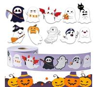 Pegatinas Halloween Rollo 500 Piezas,Calcomanía Fantasma Botella De Agua | Pegatinas Adhesivas Para Sobres Teléfono Adulto Skateboard Mochila Botella De Agua