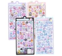 Pegatinas hinchadas 3D, 4 hojas, pegatinas hinchadas bonitas para niños, niñas, adultos, álbum de recortes, funda de teléfono, cuaderno, juguetes y juegos, palo bonito 3D.