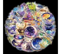 Pegatinas Holográficas, 30pcs Pegatina Holográfica Transparente, Pegatinas Transparentes Scrapbooking, Adecuadas para álbumes de Recortes, álbumes de Fotos, Diarios, Manualidades (Bruja)