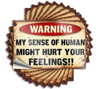 Pegatinas inapropiadas con texto en inglés "Warning My Sense Of Humanity Might Hurt Your Feelings!", 10 unidades de letreros de barra para decoración de pared para el hogar, bar, decoración de pared
