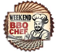 Pegatinas inapropiadas para el fin de semana BBQ Chef: Meat Lovers Welcome! 10 calcomanías para parachoques de coche con texto en inglés "No Stupid People" (6 x 9 cm)