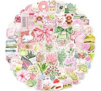 Pegatinas Infantiles 100 Stickers Rosa y verde Kawaii Cute, Vinilo Impermeable para Ordenador Portátil, Skate, Agenda, Maletas, Laptop, Botella Agua, Bicicleta, Mobook, Móviles