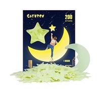 Pegatinas Infantiles 3D, CAYUDEN 201 pcs Estrellas Fluorescentes para Techo Vinilos Infantiles Estrellas Pegatinas de pared 3D con Luna Decoraciones de Pared Pegatinas Niños para Bebé, Dormitorios