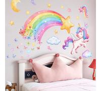 Pegatinas Infantiles Pared Pegatinas de Pared Arcoíris Unicornio Vinilos Decorativos Mariposas Nubes Estrella Adhesivos Pared Bebé Guardería Niñas Dormitorio Papel Pintado De PVC Decorado