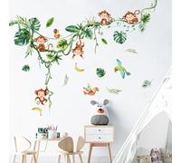 Pegatinas Infantiles Pegatinas de Pared Animales de la Jungla Vid Vinilos El mono sube al árbol Decorativos Plátanos Aves Vinilos Adhesivos Pared Habitación Infantiles Niños Bebés Guardería