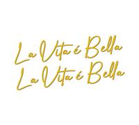 PEGATINAS LA VITA E BELLE 20 X 4 CM ADHESIVO VINILO LA VIDA ES BELLA - FÁCIL COLOCACIÓN (Amarillo)
