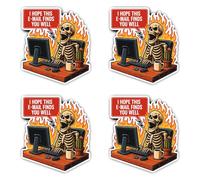Pegatinas laminadas, 150 mm, 4 unidades, XXL Nerd Wall Sticker Esqueleto en PC "I Hope THIS E-mail Finds You WELL