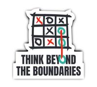 Pegatinas laminadas: 200 mm, 1 unidad, Tic Tac Toe Gamer Sticker THINK BEYOND THE BOUNDARIES, Mega Laminado