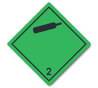 Pegatinas laminadas: 250 x 250 mm, 1 unidad - Nota de peligros - Clase 2.2 - Negro - Gases no inflamables, gases no tóxicos - ADR/GHS/DGR/UN pictograma de seguridad
