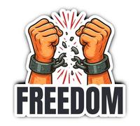 Pegatinas laminadas: 300 mm, 1 unidad, símbolo Mega derecho de FREEDOM, manos rasgadas grilletes