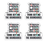 Pegatinas laminadas: 75 mm, 4 unidades, Tic Tac Toe Gamer Sticker THINK BEYOND THE BOUNDARIES, duradero