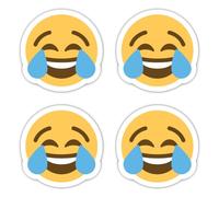 Pegatinas laminadas de 100 mm, 4 unidades, diseño de emoji sonriente con lágrimas de alegría, extra resistentes