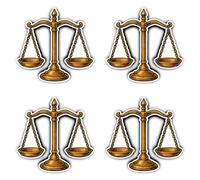 Pegatinas laminadas de 150 mm, 4 unidades, diseño de balanza de justicia jura resistente a la intemperie